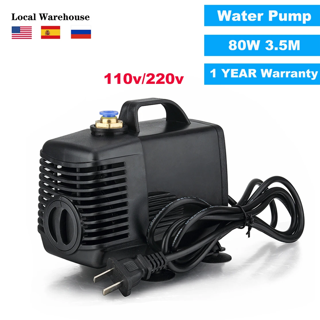 

80W 3.5M Water Pump 110V/220V Pump Engraving Machine Tool Multifunctional Submersible Pump for CNC Spindle Motor Cooling Tool