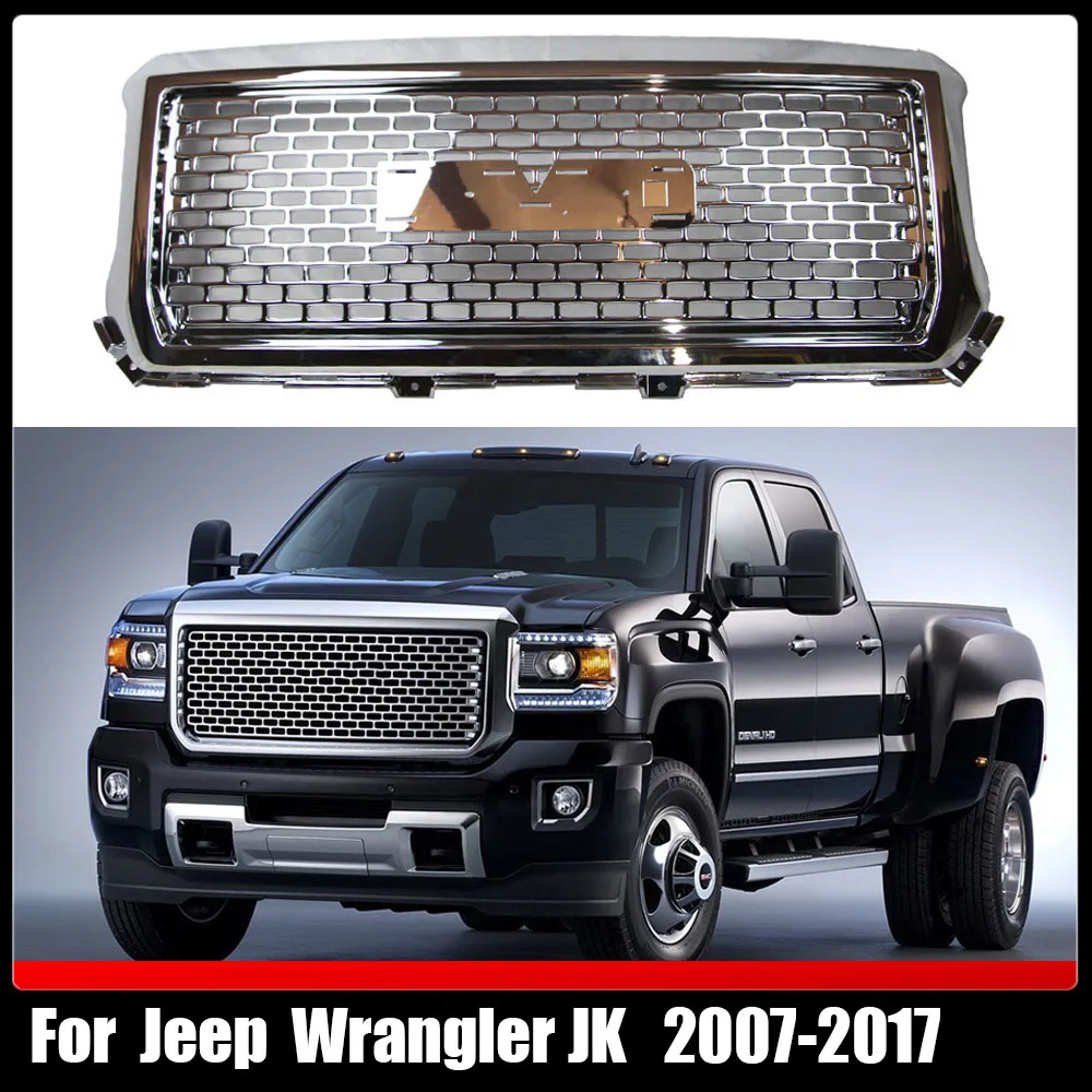 

Front Upper Grill Bumper Mesh Hood Grills Chrome Car-Styling ABS High Quality Racing Grille For GMC Sierra 1500 2014 2015
