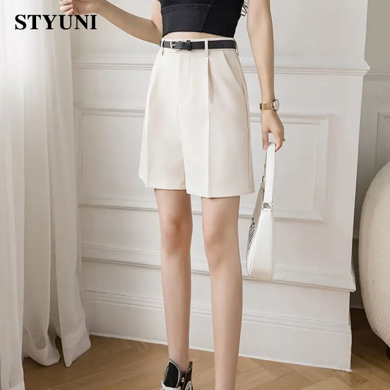 Костюм прямой женский с высокой талией и поясом модные повседневные однотонные