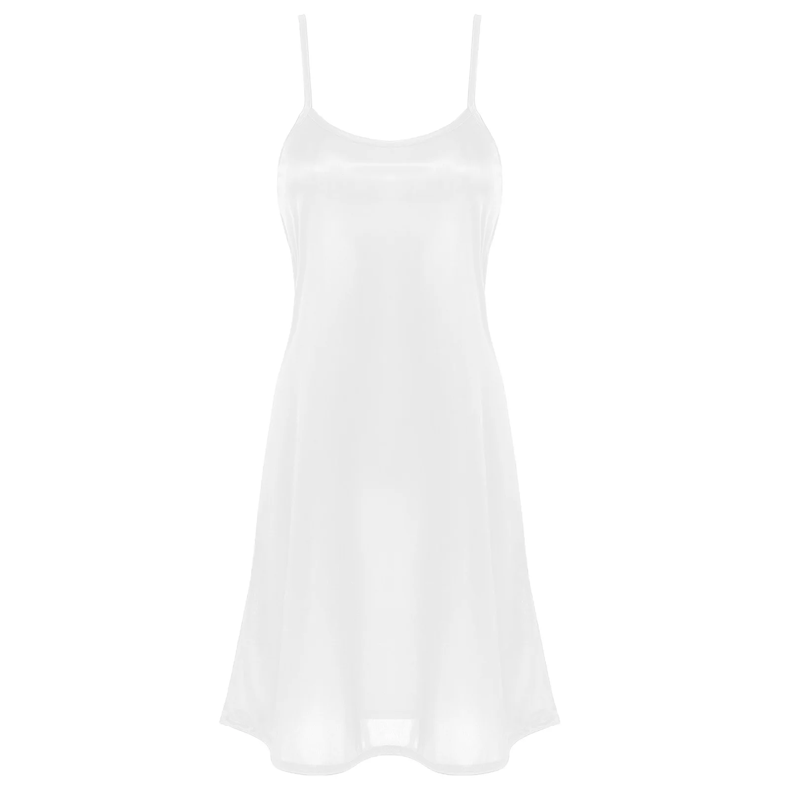 

Womens Solid Color Sleeveless Dresses Soft Nightwear Exotic Female Lingerie Adjustable Spaghetti Straps Slip Sexy Dress Homewear