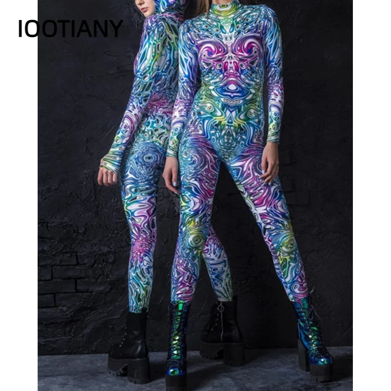 Женский и мужской робот будущего Цветные элементы комбинезон с 3D принтом в стиле