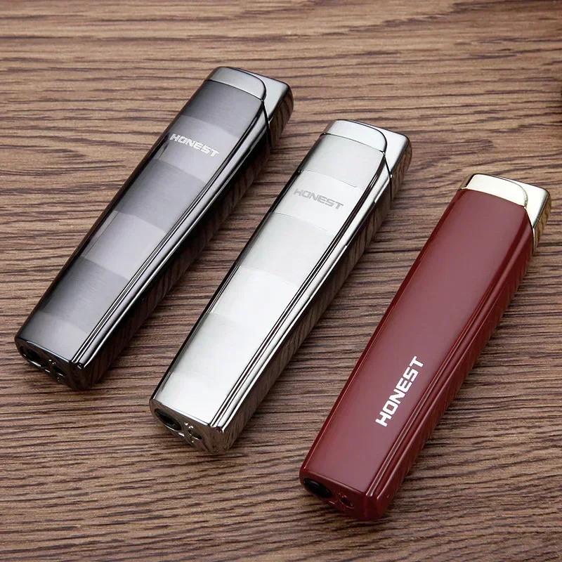 Фото Новая горячая распродажа HONEST Strip Jet Torch, компактная надувная металлическая зажигалка с прямым пламенем, классический модный подарок для друга №5