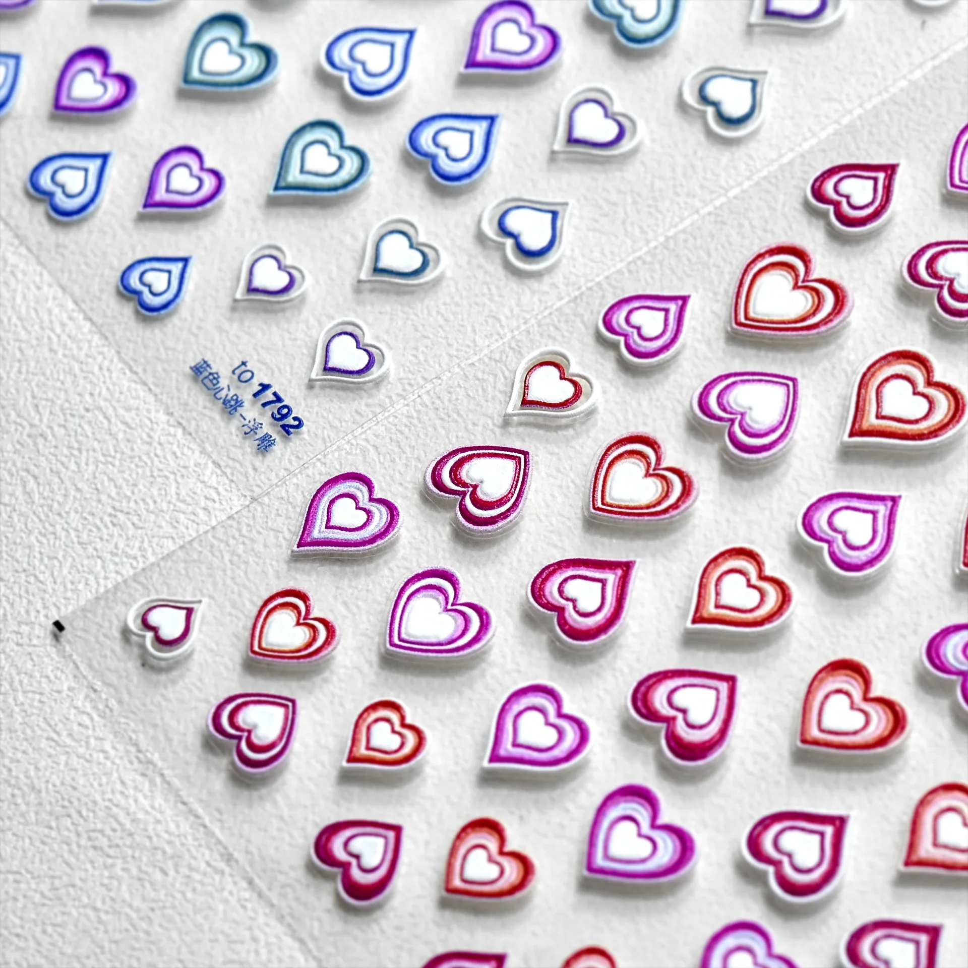 

3D Nail Stickers Design Red And Blue Cute Heart Shaped Nail Foil Self Adhesive Sliders For Nail Decor DIY Manicure Supplies