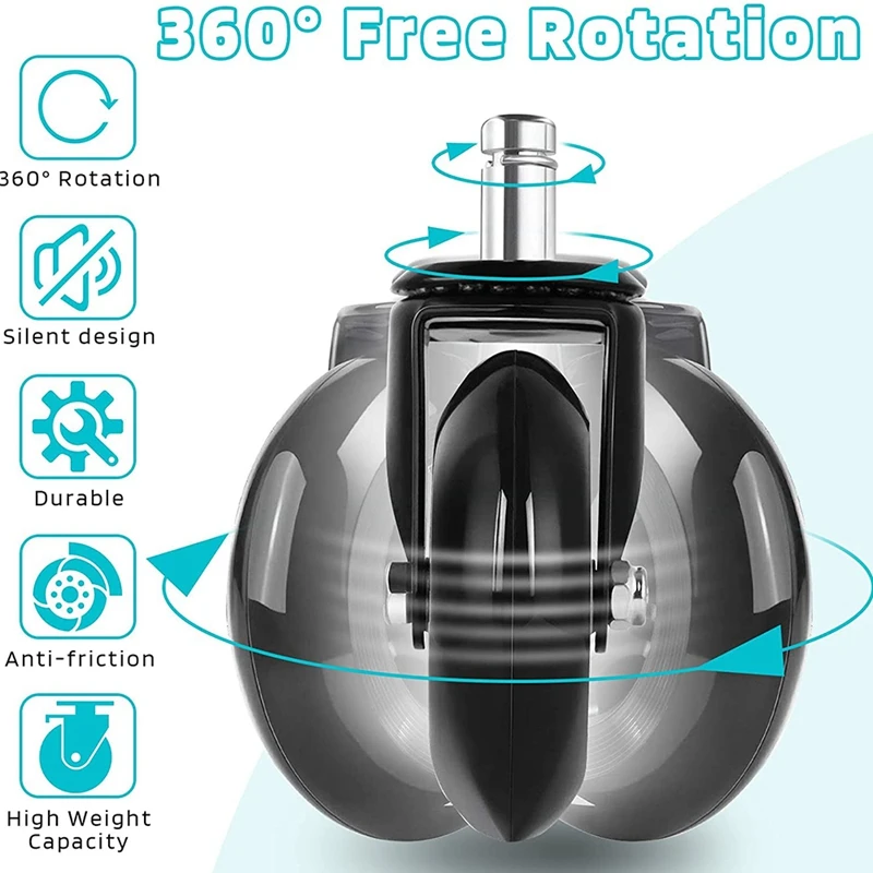Ролики для офисных стульев 5 шт. подходят всех напольных покрытий-сменные ролики