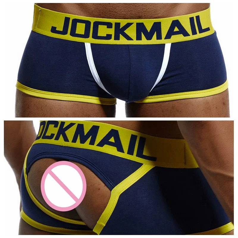 JOCKMAIL Gay Sexy Boxer Briefs Open Back Sissy Men's Underwear party crotch pants boys underpants cotton low waist trunks |