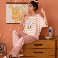 disney 2xl loose pink cotton pyjama pour femme summer cartoon dasiy duck cute kawaii pijama feminino casual home suit outfits