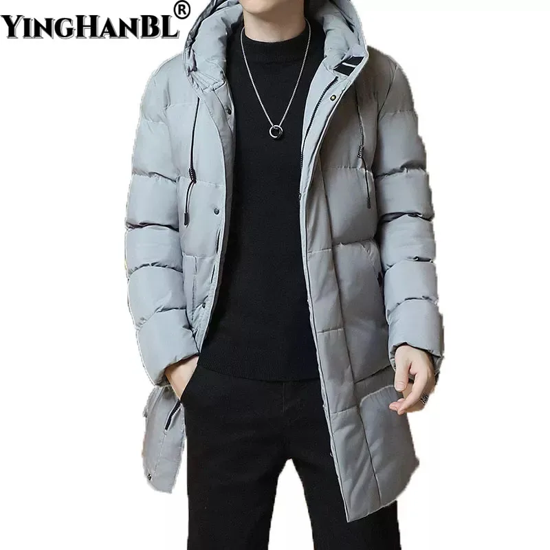 New Winter Fashion Youth Middle And Long Clothes Men;S Korean Version Popular Bread Down Cotton Thickened Warm Coat Boy