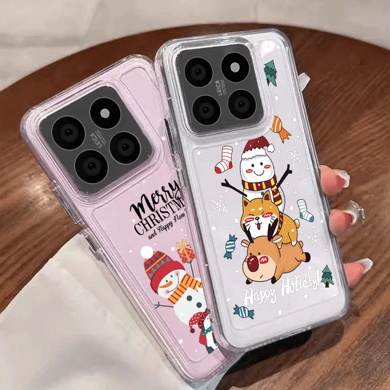 Прозрачный чехол с милым рисунком снеговика для Xiaomi Redmi Note 13 Plus Pro 12 11 5G Poco F6 X6 X5 13T 11T