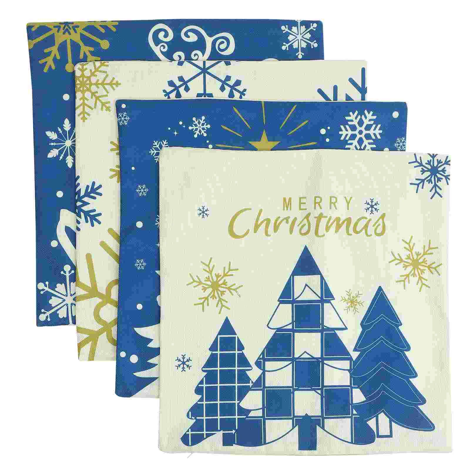 

4 Pcs Back Cushion Xmas Pillow Case Sofa Pillowcase Throw Cover Covers Christmas