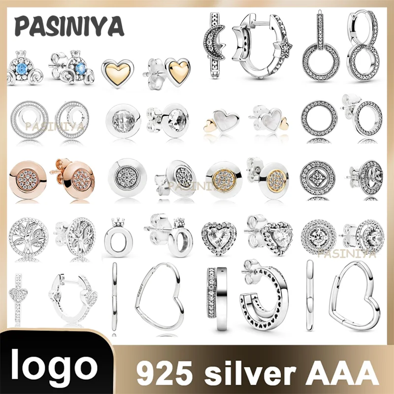 

Серьги-гвоздики из серебра 925 пробы с логотипом, 6 шт.