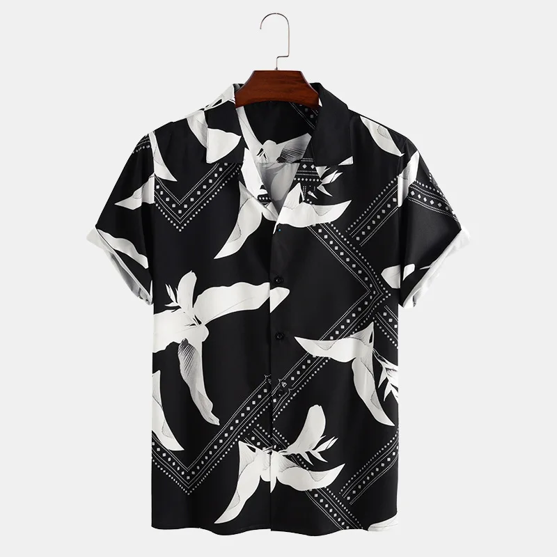 

Men Clothing 2022 European American New Men's Shirts Hot Sale Casual Street Tide Shirts Hawaiian Beach Shirts