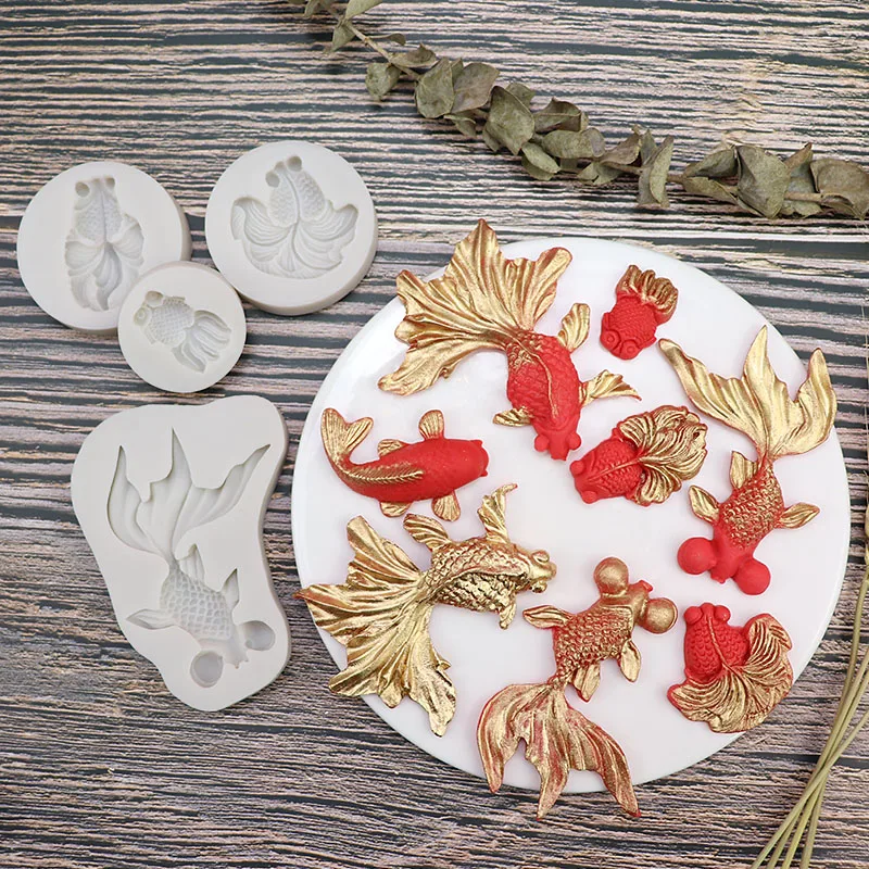 

Chinese Style Goldfish Fondant Mold Birthday Wedding Cake Decoration Carp Koi Chocolate Silicone Mold Baking Accessories