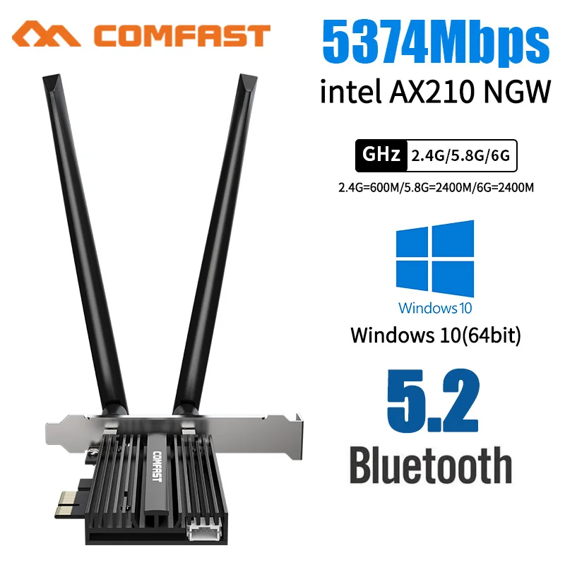 Tri band Wi-Fi 6E AX210 Bluetooth 5.2 беспроводной 3000/5374 Мбит/с 2 4G/5 ГГц/6G WiFi 802.11AX/AC PCI Express сетевой