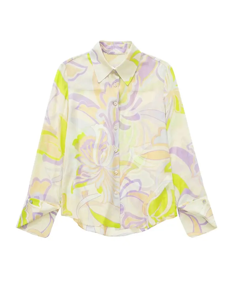 

Женская рубашка Nlzgmsj ZBZA 2022, сезон весна-лето, женская блузка с цветочным принтом, однобортные повседневные тонкие рубашки 2022