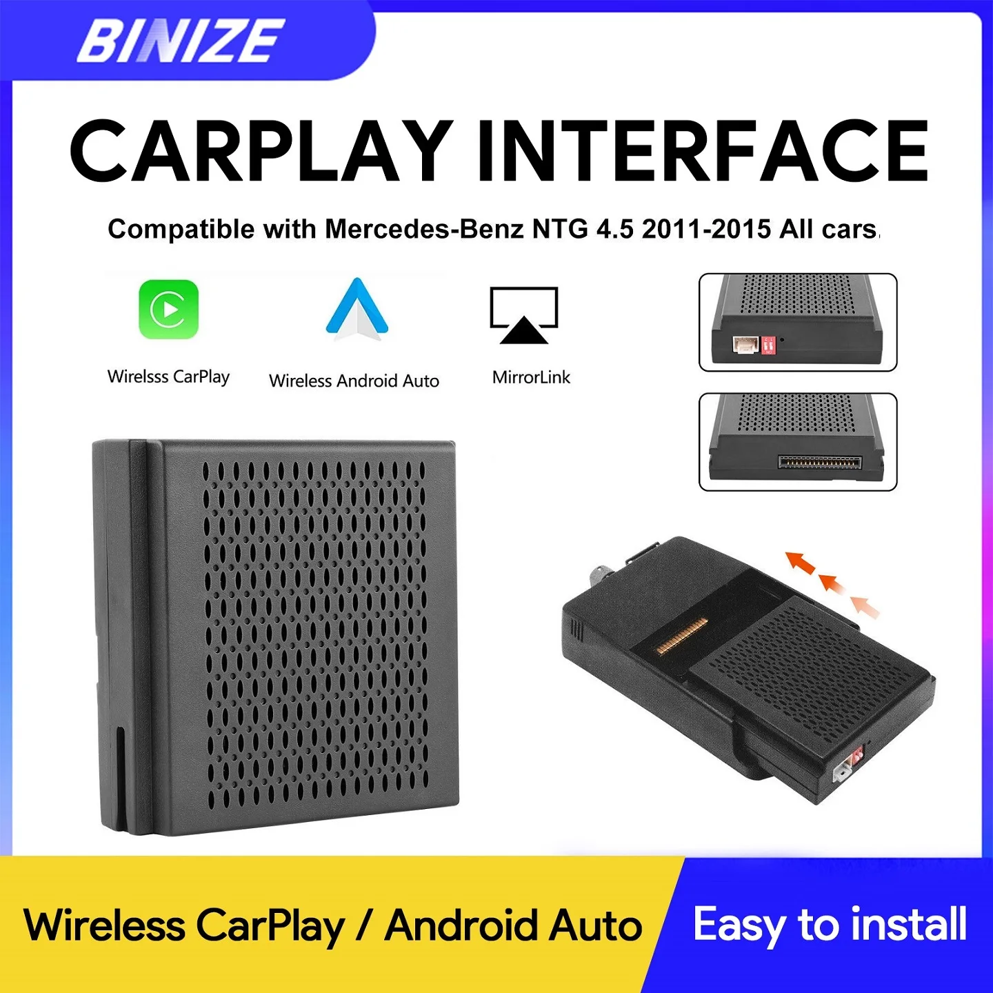 

Binize Wireless Carplay ＆Android Auto Mirror Link For Mercedes-Benz A B C E CLA GLA GLK ML NTG 4.5 11-15 Series