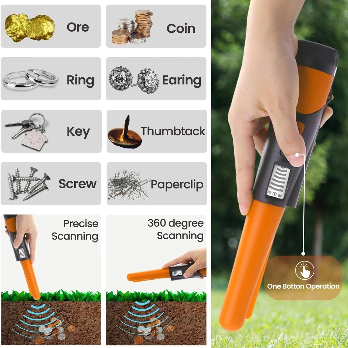 Handheld Metal Detector Waterproof High Sensitivity Gold Detector Pointer Treasure Pinpointing Finder Probe with LCD Screen 2 Handheld Metal Detector Waterproof High Sensitivity Gold Detector Pointer Treasure Pinpointing Finder Probe with LCD Screen 2