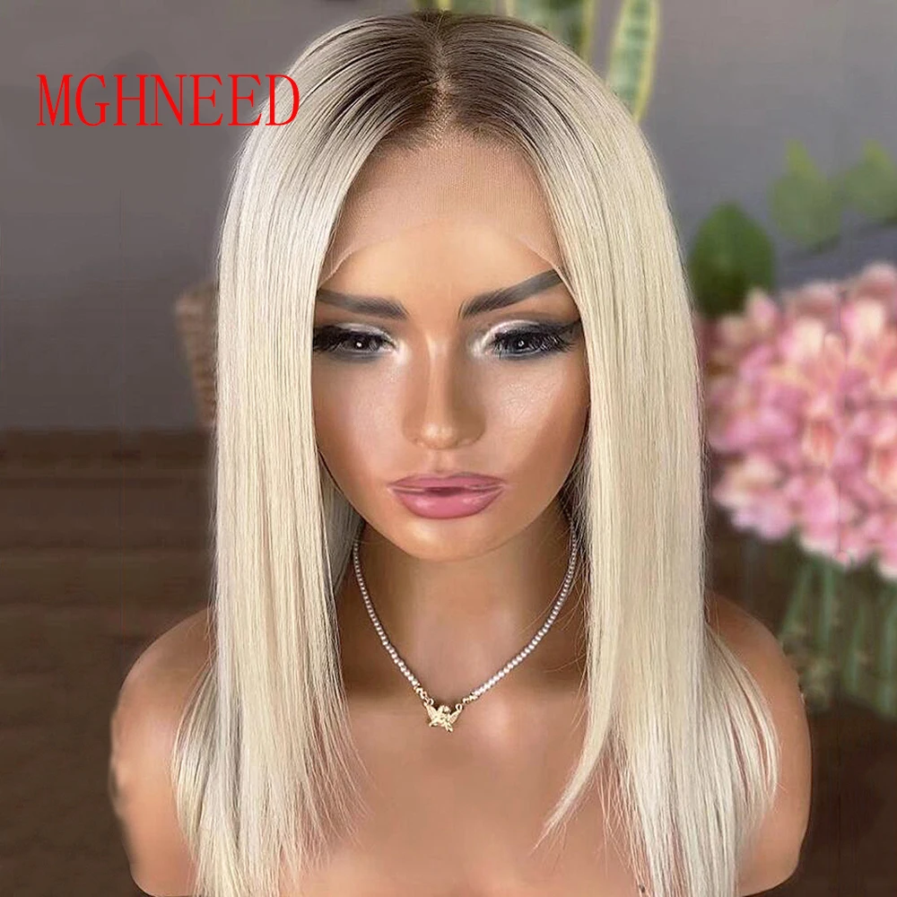 Ombre Ash Blonde Human Hair Lace Frontal Wig 13x4 360 13x6 Lace Wigs For Women Straight Brazilian Preplucked HD Transparent lace