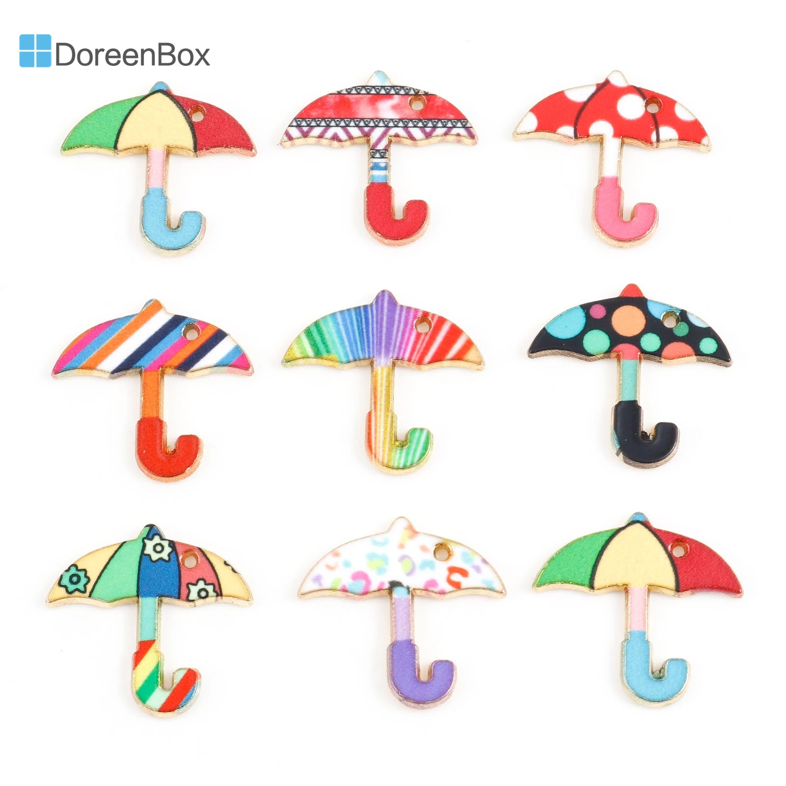 

10PCs Umbrella Enamel Charms Gold Color Metal Pendants Multicolor Pendants DIY Necklace Jewelry Making for Gilrs 22mm x 21mm
