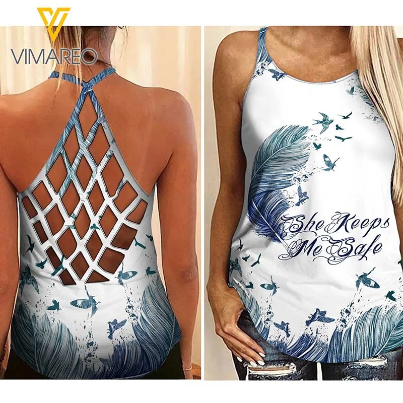 

Women Fashion Yoga Phn Wild Safe Besties Criss-cross Open Back Camisole Tank Top