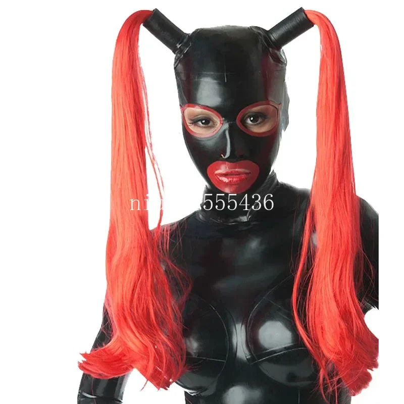 Латексные капюшоны с париками индивидуальный фетиш-маска капюшоном для женщин