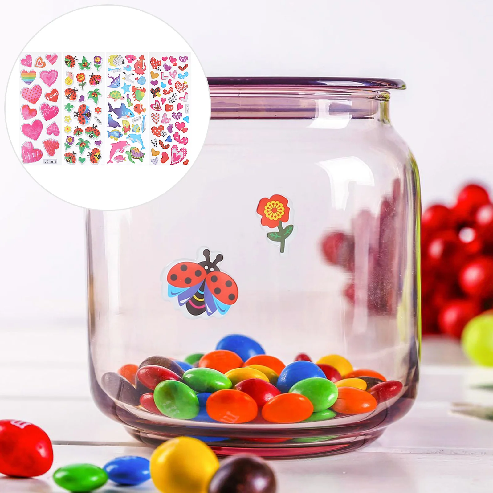 

80pcs Adorable Bubble Stickers Cartoon Kids Stickers DIY Decorative Sticker
