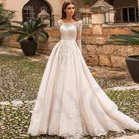 luxury wedding dress exquisite appliques beading vintage princess elegant button prom gown 2022 robe de mariee for women