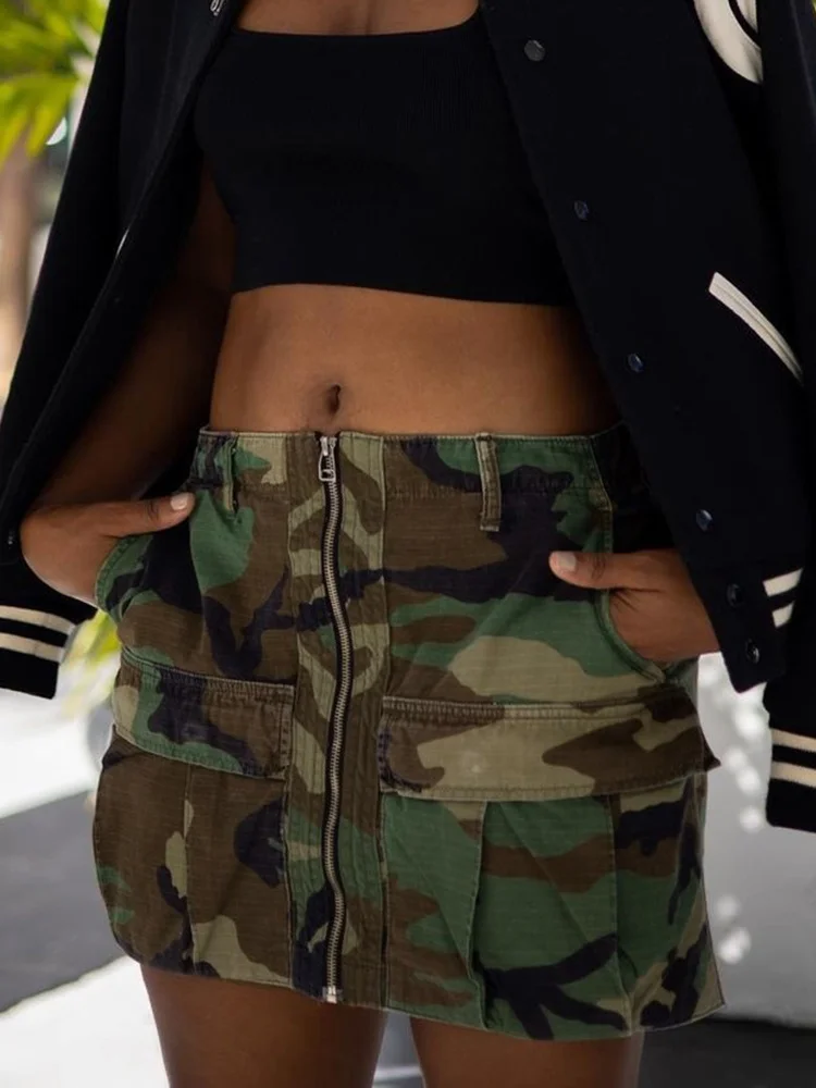Women's 2023 summer new fashion camouflage sex luxury sense short skirt half skirt camouflage tight skirt