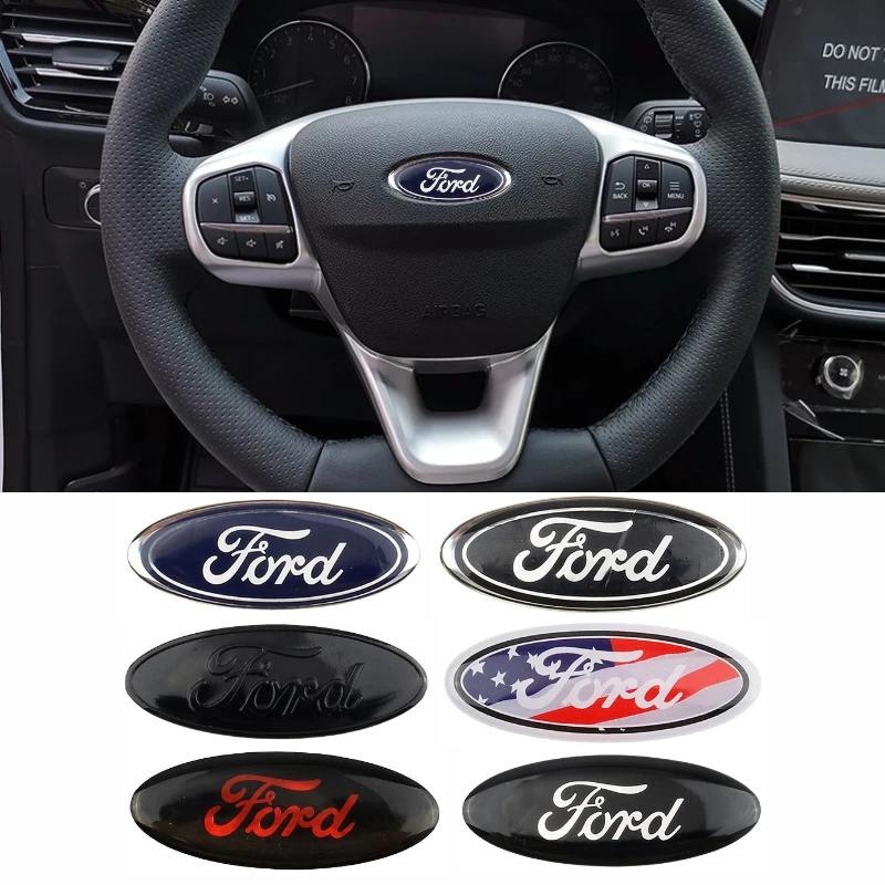 Автомобильная эмблема рулевого колеса 58x22 мм наклейка для логотипа Ford Focus 3 MK2 Fiesta
