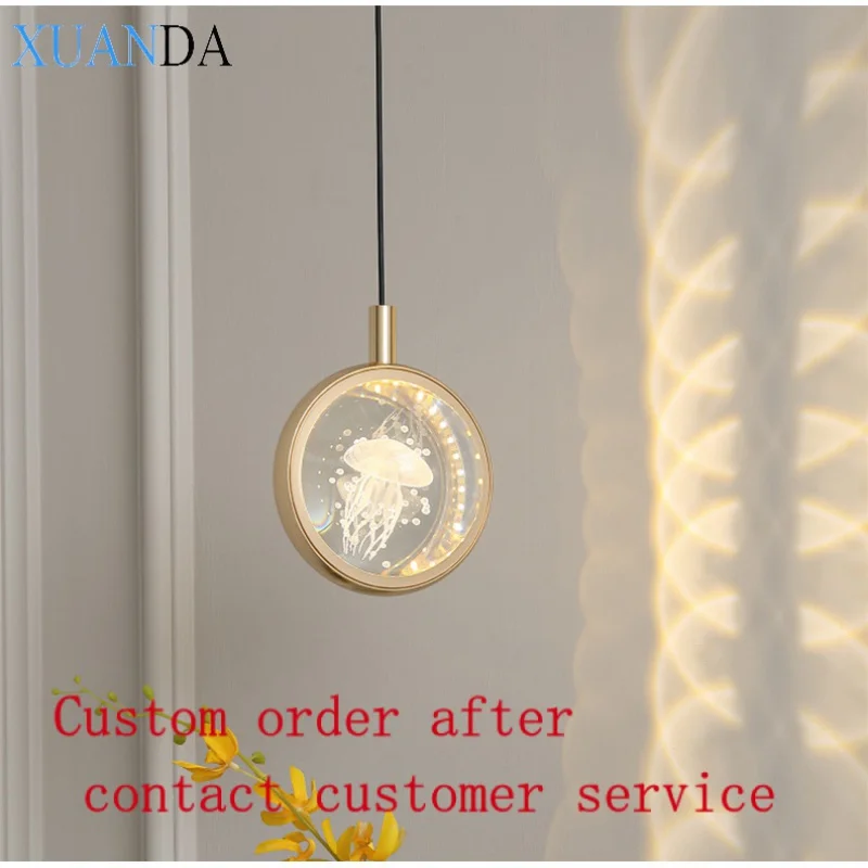 

Glass Chandelier Lamp Gold Mirror Ball Shade Pendant Lamp living room bedroom art decor crystal light