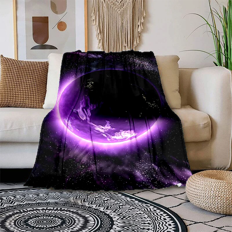 

Одеяло Фланелевое мягкое с абстрактным изображением фиолетовой Луны