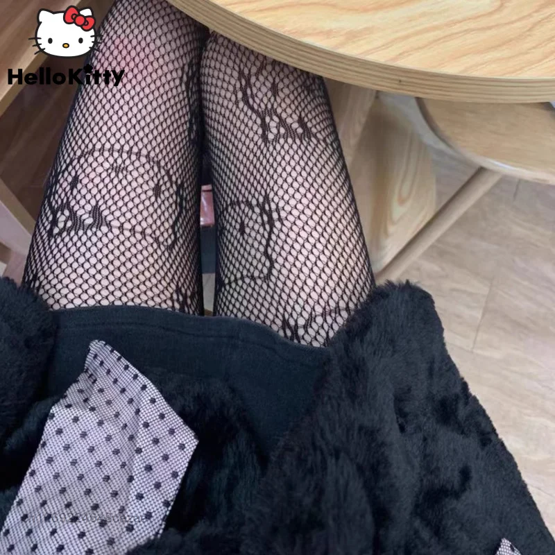 

Sanrio Hello Kitty Nets Socks Sweetheart Spice Girl Fishnet Socks JK Black Silk Socks Women Thin Anti Hook Silk Bottom Pantyhose