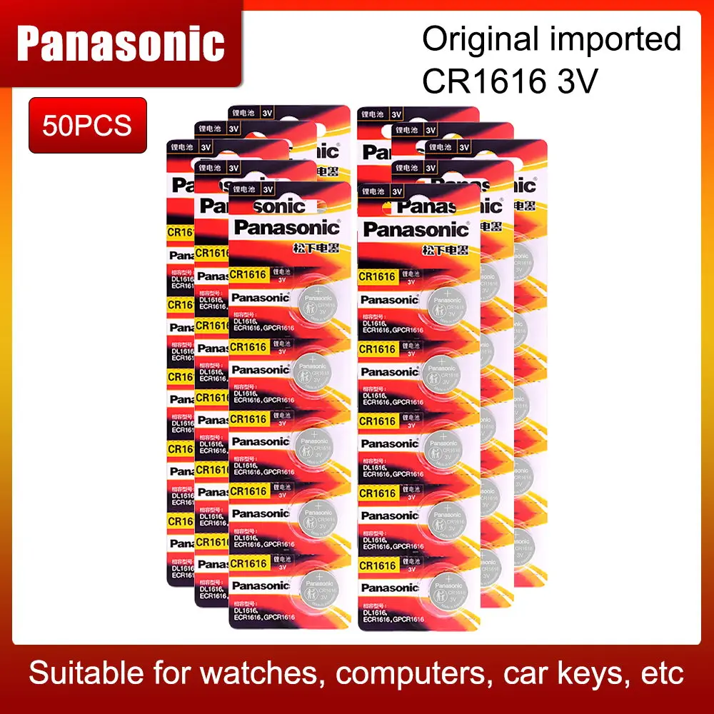 

CR1616 50PCS Button Cell Coin Batteries Panasonic 100% Original cr 1616 3V Lithium Battery DL1616 ECR1616 LM1616 For Watch
