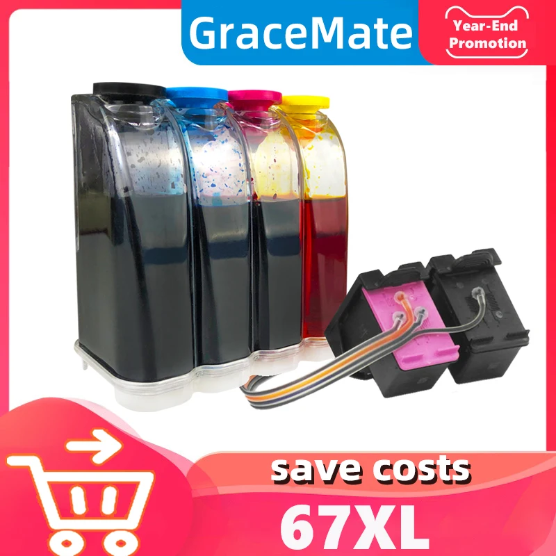 

GraceMate 67XL Replacement for hp67 HP 67 XL Ink Cartridge Ciss Deskjet 2723 2752 1225 6020 6052 6055 6420 6452 4152 4140 4155