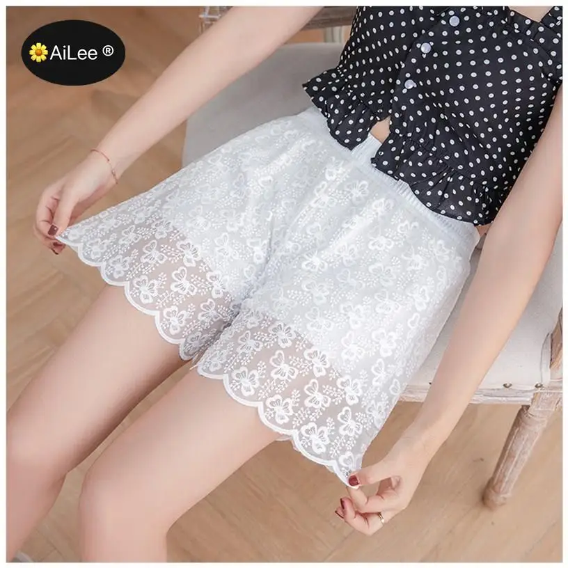 Elegance Lace Safety Short Pants Women Short Tights Soft Seamless Lace Underwear Female Safe Shorts Sexy Lingerie Plus Size