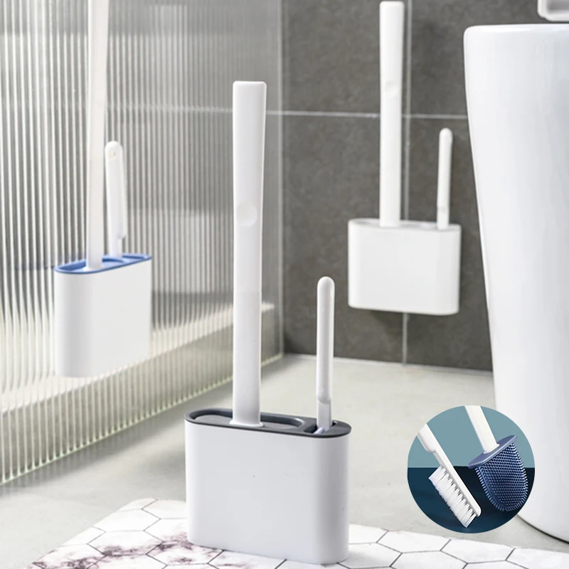 Soft Silicone TPR Toilet Brush With Holder Wall Mounted Bathroom Accessories Corner Cleaning Tool Sets For WC Cleaner Home Ecoco |