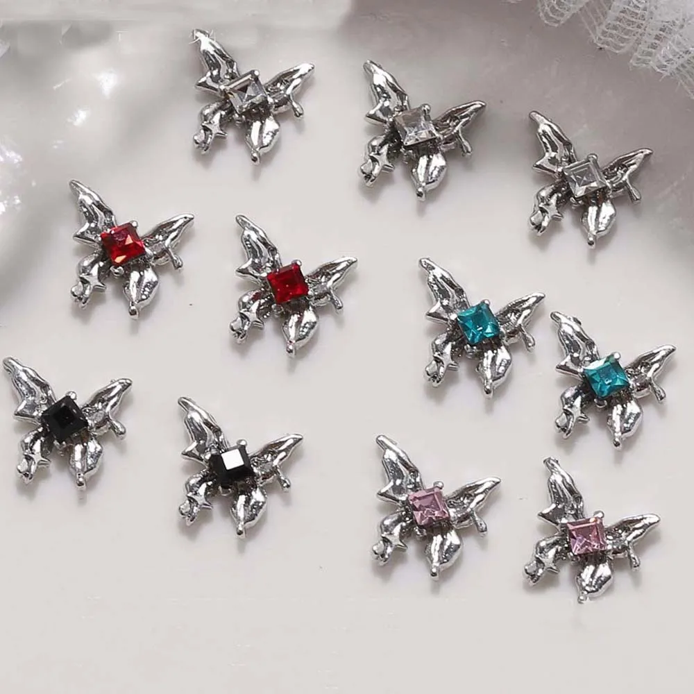 10 шт. декоративные бриллиантовые бабочки из серебряного сплава
