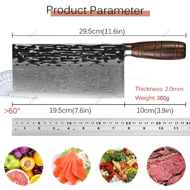 Профессиональный нож шеф-повара из дамасской стали VG10 ручной кованый для мяса