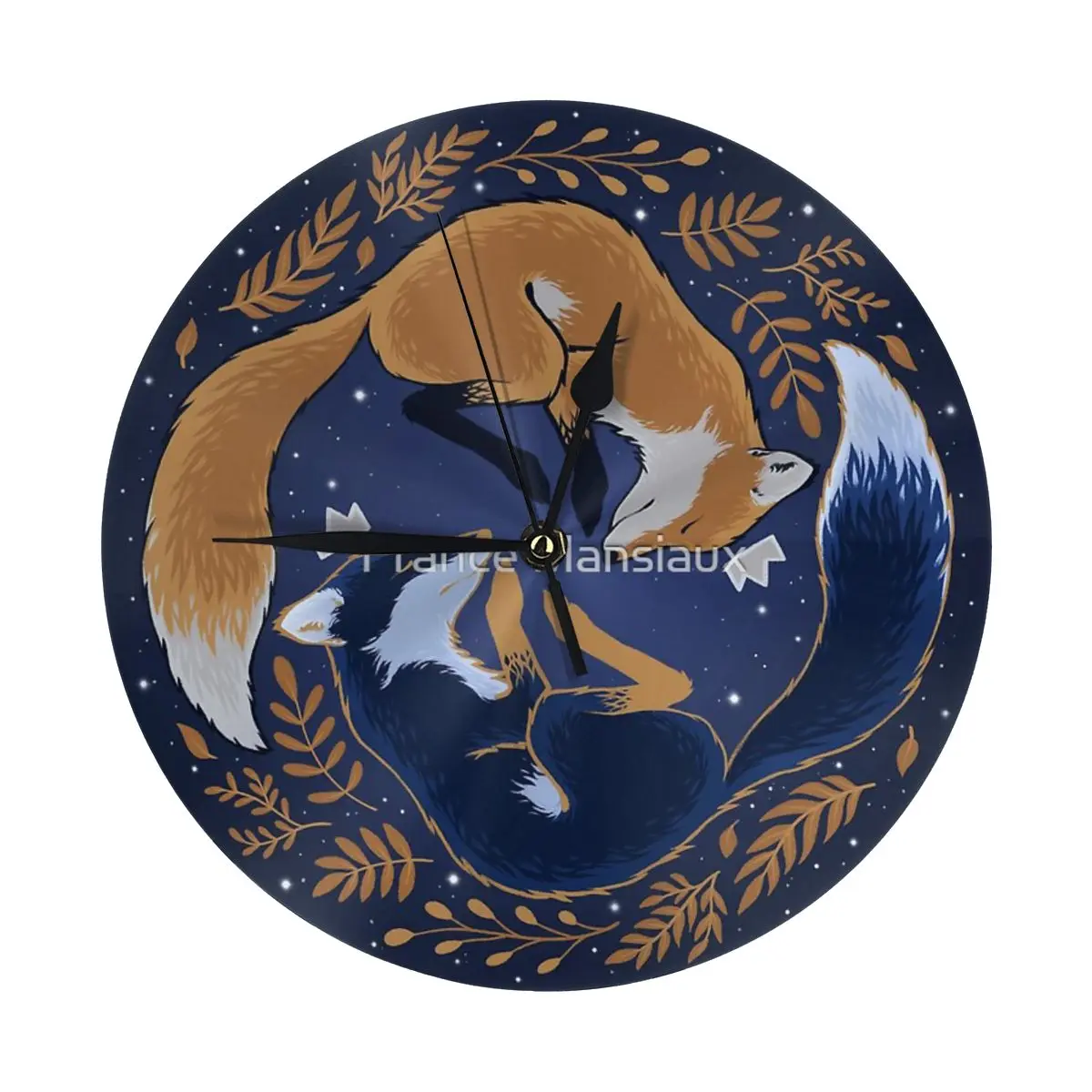Настенные часы с ночной лисой декоративные круглые для комнаты украшением
