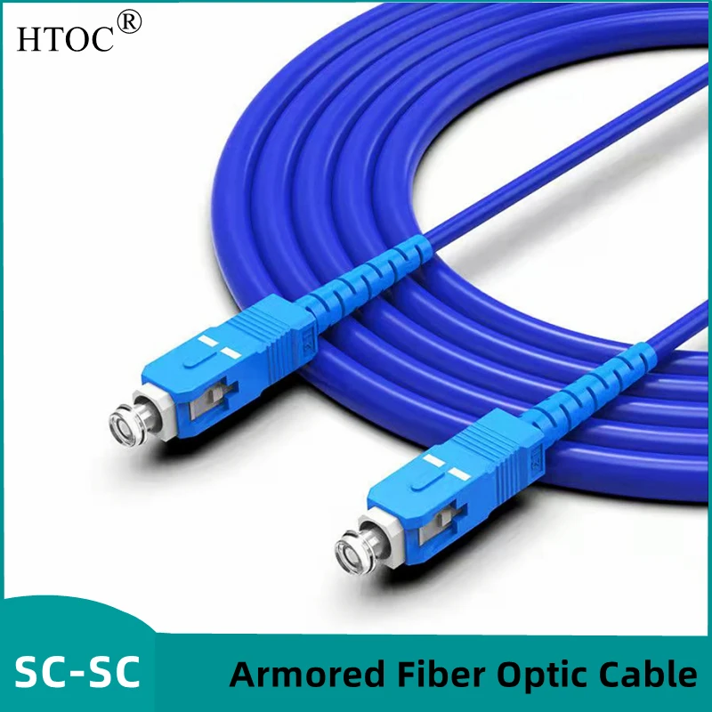 HTOC Armored Fiber Optic Cable UPC Single-Mode Waterproof Pull Rodent Bite Resistance Multiple Lengths SC-SC Good Stability