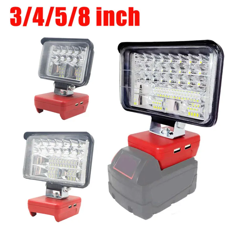 

3/4/5/8 Inch LED Work Light for Milwaukee 18V Li-ion Battery Portable LED Lantern Dual USB Tool Lamp Spotlight Emergency Light