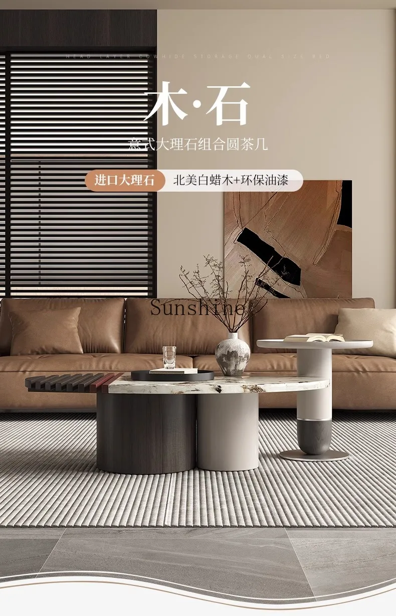 Комбинация журнального столика из массива дерева искусственного мрамора