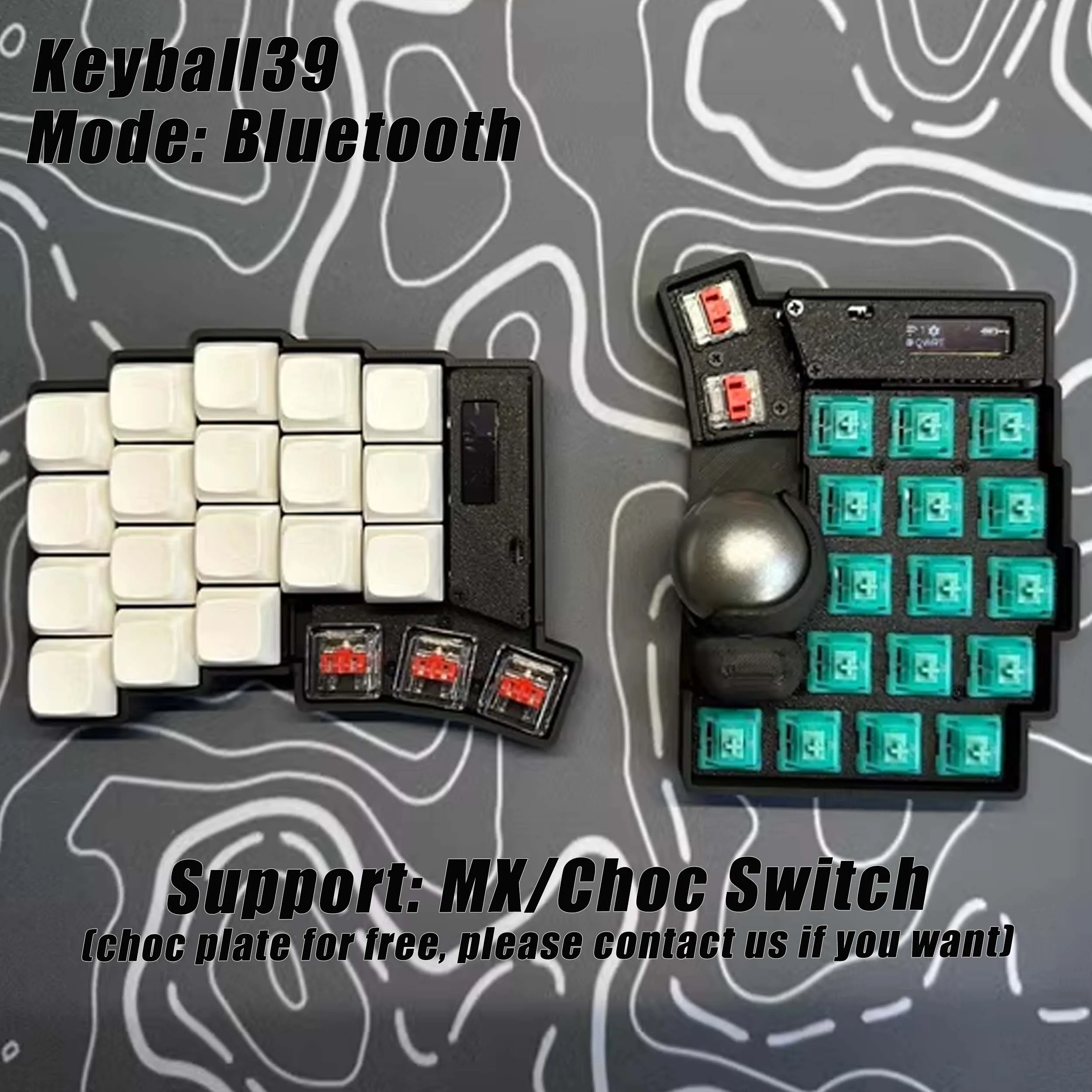 Фото Комплект разделенной клавиатуры Keyball 39/44/661 с трекболом, OLED-экраном, беспроводная разделенная механическая клавиатура, комплект настройки, поддержка ZMK, подарок №2
