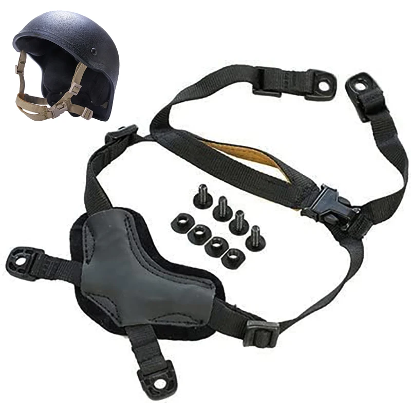 

Helmet Chin Strap 4 Points for Tactical Fast/MICH/IBH Kevlar Bump Helmets X-Nape Suspension System with Bolts and Screws