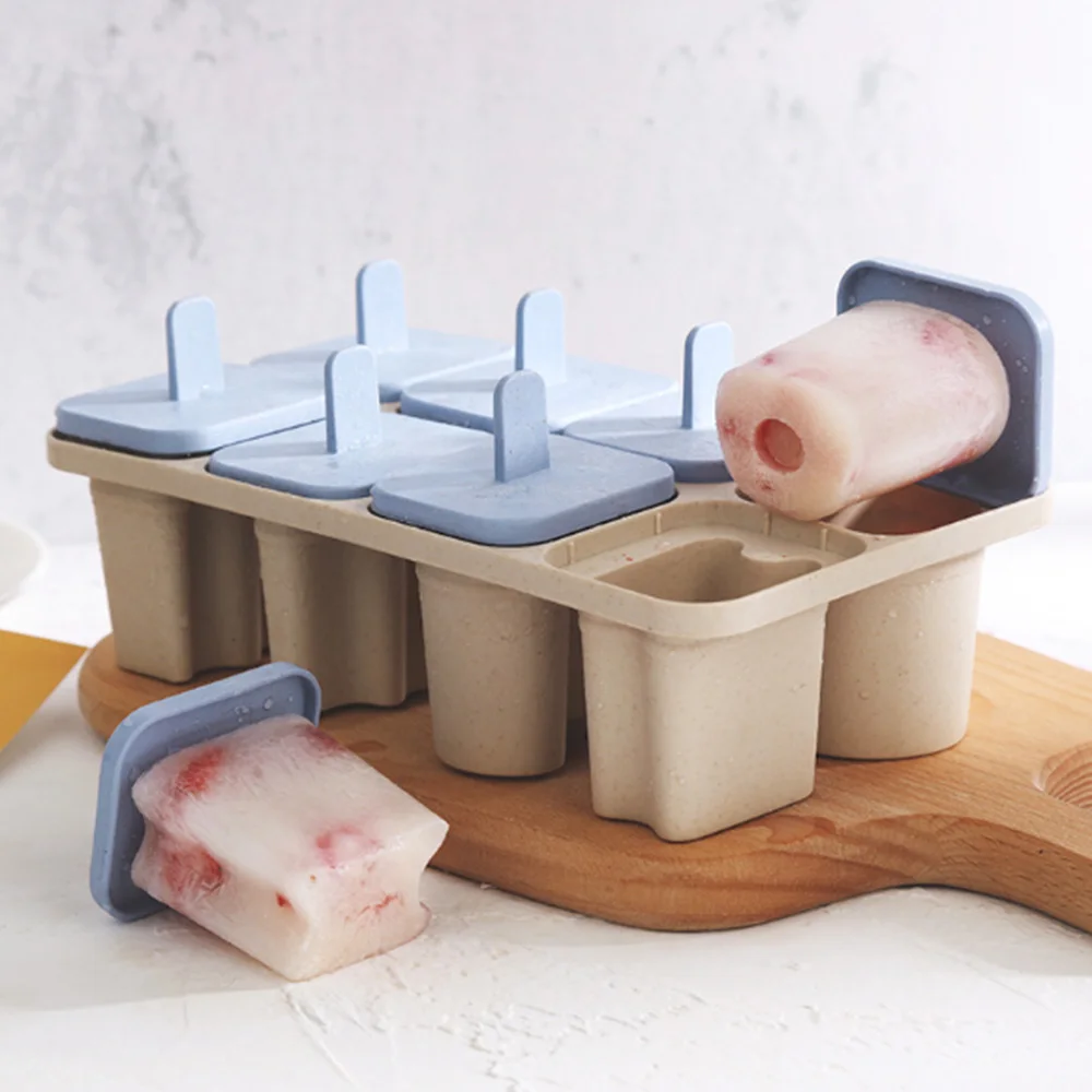 DIY Letter Frozen Ice Cream Tools 8 Cell Wheat Straw Handle Tray Pan Mould Cube Molds Popsicle Maker Kitchen Cooking Tools