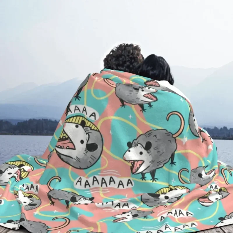 Одеяло с рисунком опоссума флисовое одеяло на лето осень и зиму мягкое