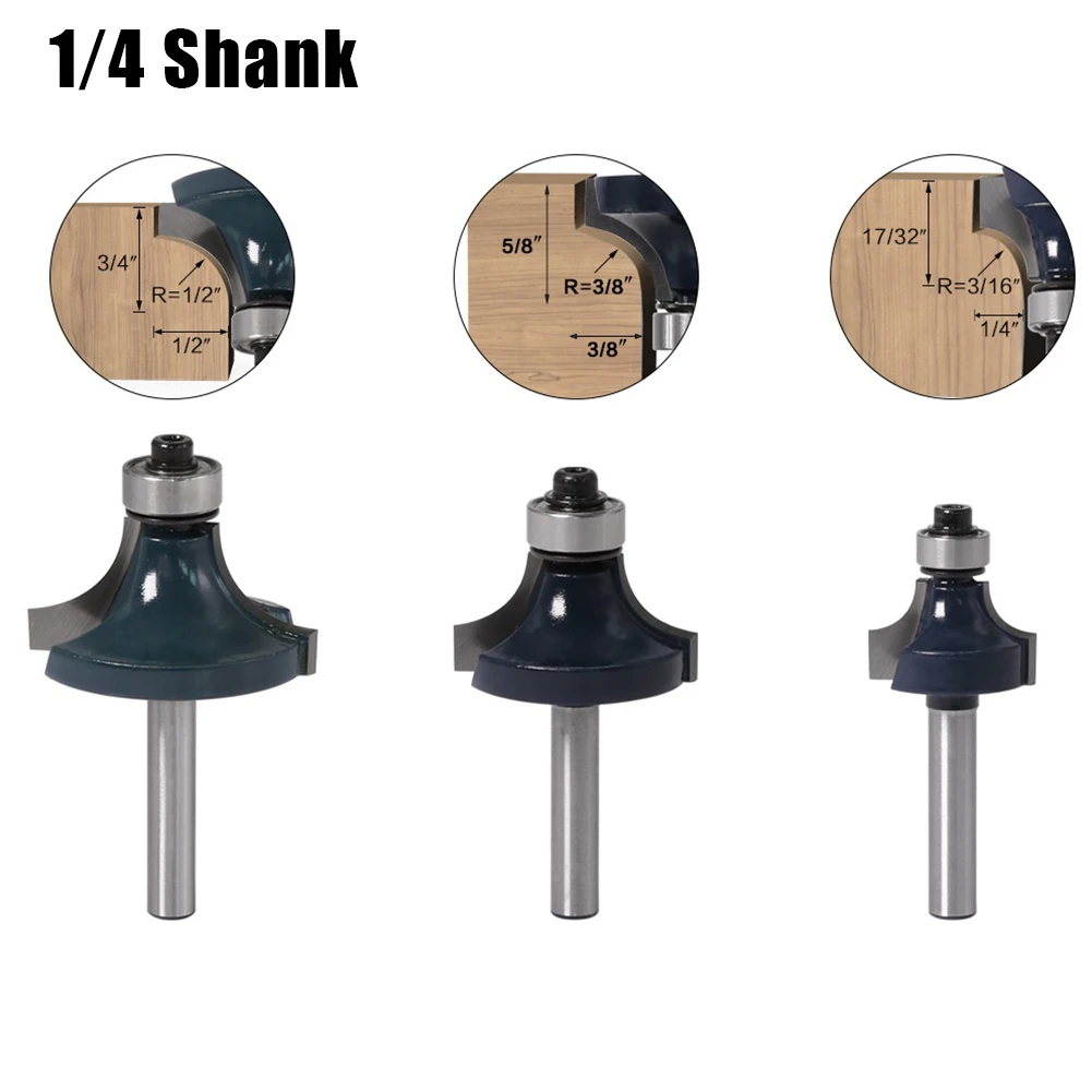 

1pc 1/4" Shank Corner Round Over Router Bit With Bearing Milling Cutter For Wood Woodworking Tool Tungsten Carbide Router Bit