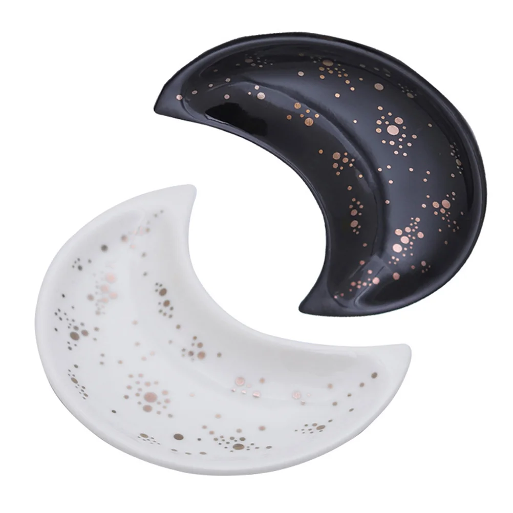 

Jewelry Dish Ceramic Moon Organizer Storage Tray Plate Earring Display Rack Flower Holder Necklace Small