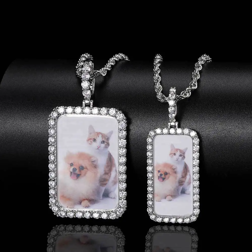

Scooya Hip Hop Memory Large Square Photo Necklace For Men Micro-set Zircon Framed Photo Pendant Necklace Fashion Jewelry
