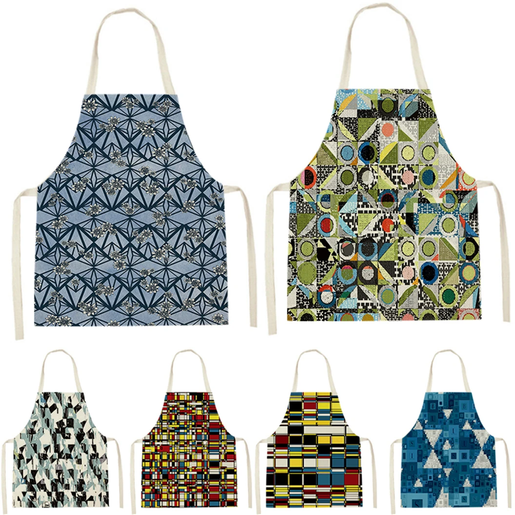 

Geometry Style Apron Household Cleaning Pinafore Canvas Apron Lattice Polygon Pattern Aprons Gadgets For Women Custom Aprons Bib