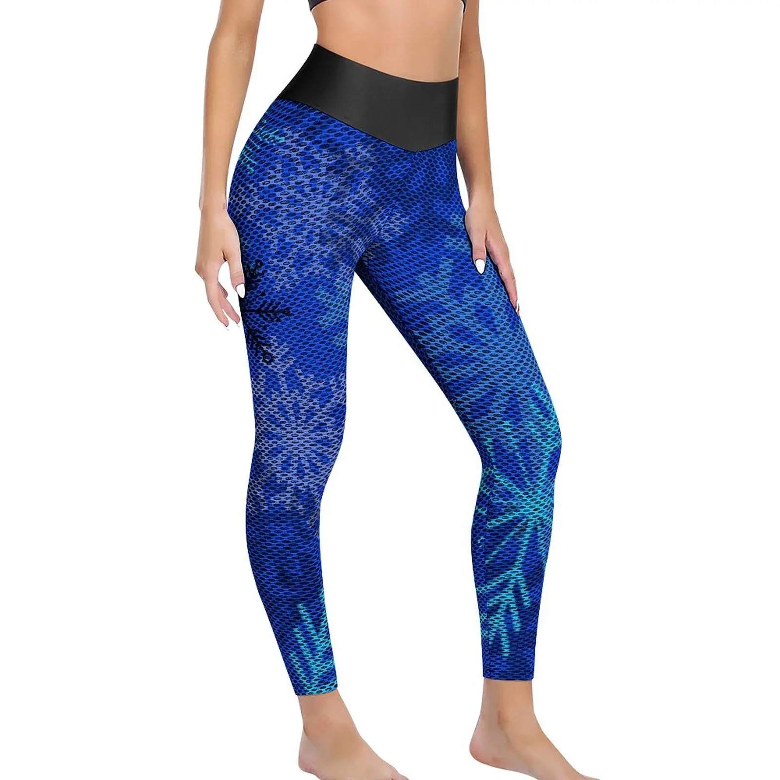 

Snowflake Layered Yoga Pants Blue Print Fitness Leggings Push Up Seamless Sport Pants Women Design Yoga Legging Birthday Gift